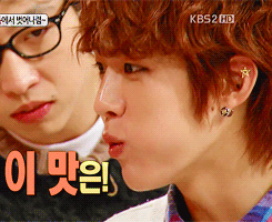 sokyul:  When Sungyeol tries Kimchi Toast for the first time… “… Oh, it’s not that bad!”  