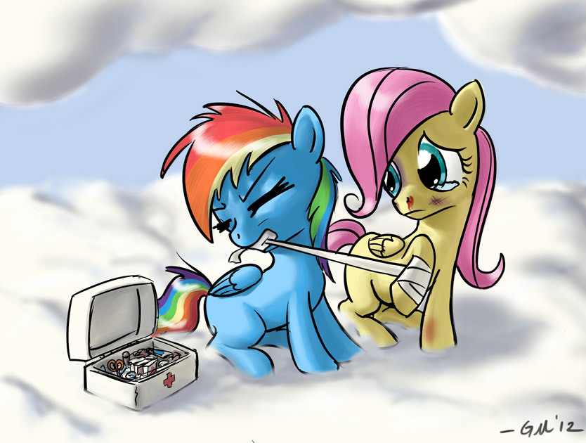 fuckyesrainbowdash:  Bandages by GiantMosquito I would think it’d normally be the