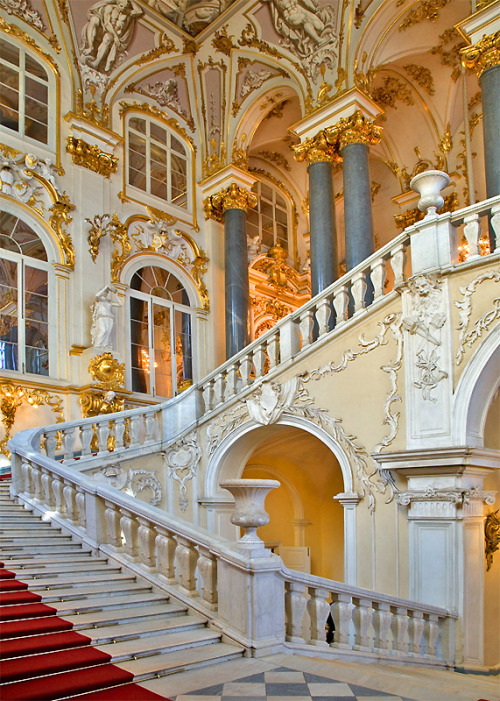 chateau-de-luxe:   The Grand Staircase. Winter Palace, St. Petersburg, Russia  chateau-de-luxe.tumbl