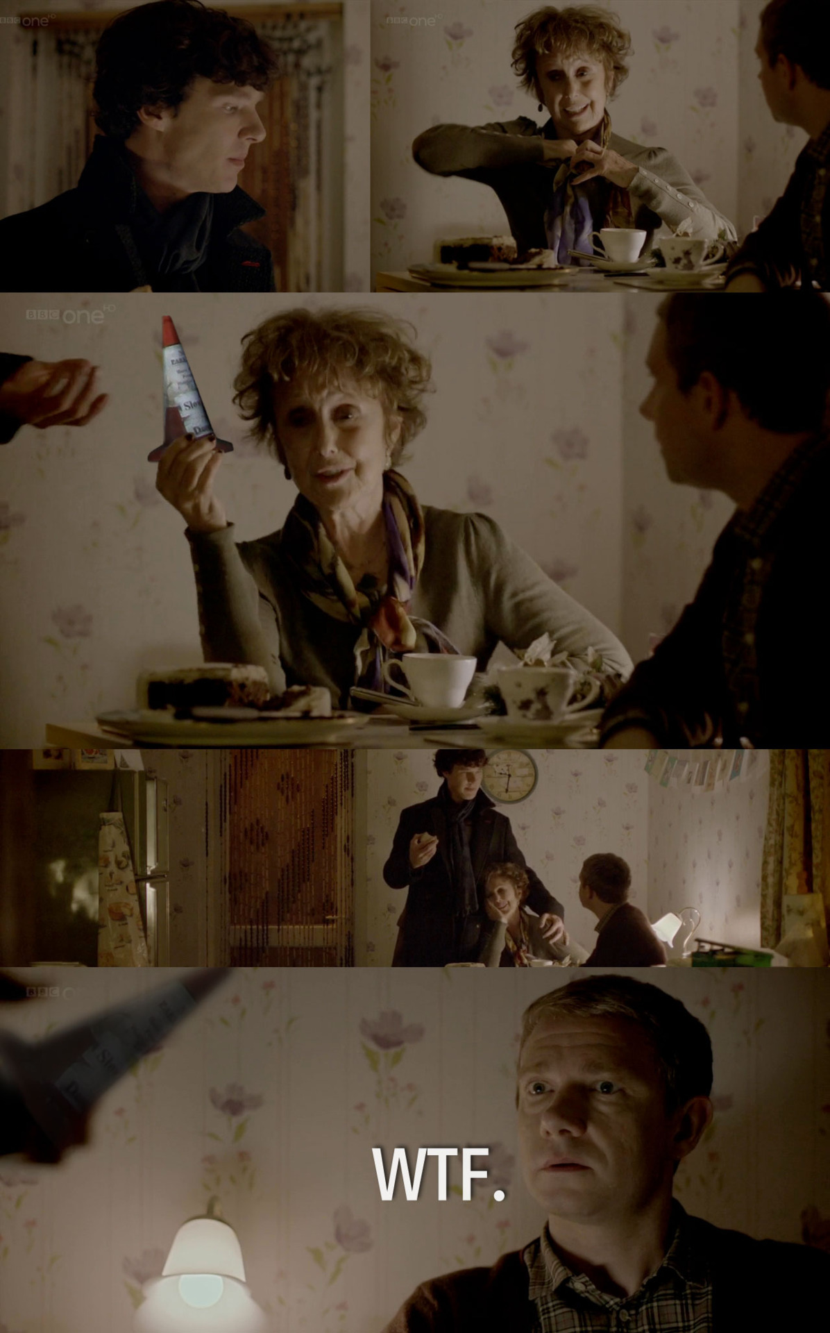 finalproblem:  barachiki:  Mrs. Hudson produces a traffic cone for Sherlock from