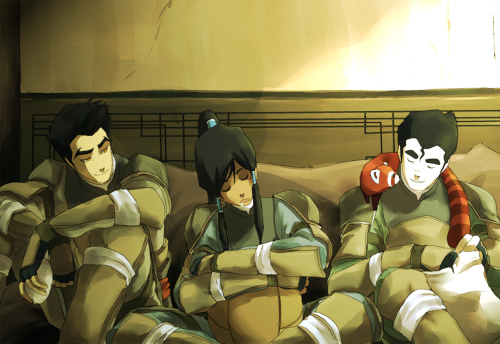 fangirlingforeverz: forever-makorra: A Break From Practice by *Jonie182 sfkgjdlfkg My ot3 is flawles