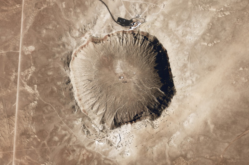     This giant crater in the Arizona desert is creatively named Meteor Crater. It is 1200 metres wid