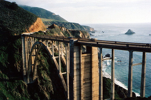 Bixby Creek Bridge“Cabrillo Highway, the road along Big Sur, is not an easy one to drive, espe