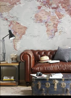 sarahamberinteriors:  Map of the world wallpaper.