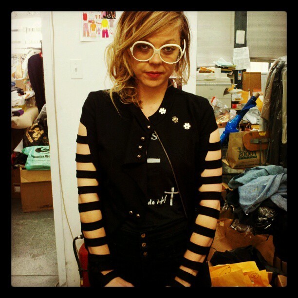 Amanda Warner aka MNDR in a @SenaNYC Runaway Moto Jacket at the SENA studio #MNDR #AmandaWarner #RunawayMotoJacket #SENA (Taken with instagram)