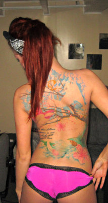 karacouture:  more work on the back piece!