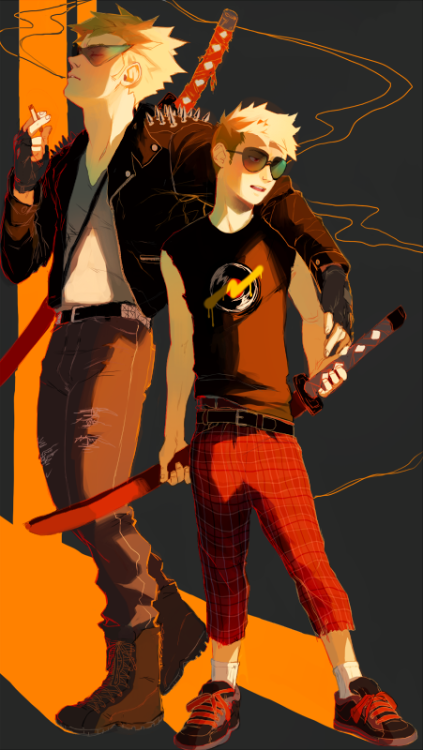 skullcaps:Punk.. stuck..? I just really wanted to draw punks. The one of Dirk/Dave was made to compl