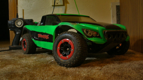 poopskittle:  I took first place in the B main tonight at Dirt Heaven RC Raceway!Obligatory pics of my awesome RC truck. It’s a Traxxas Slash. Well, was. There aren’t many original parts left anymore.