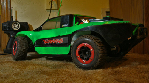 poopskittle:  I took first place in the B main tonight at Dirt Heaven RC Raceway!Obligatory pics of my awesome RC truck. It’s a Traxxas Slash. Well, was. There aren’t many original parts left anymore.