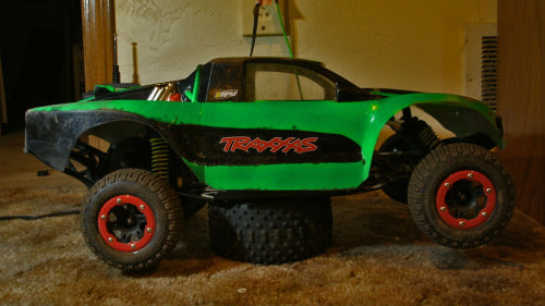 poopskittle:  I took first place in the B main tonight at Dirt Heaven RC Raceway!Obligatory pics of my awesome RC truck. It’s a Traxxas Slash. Well, was. There aren’t many original parts left anymore.