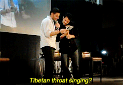 Jensen reading Misha’s resume and Misha demonstrating some of his skills [x] 