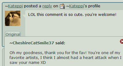 Oh bejeezus, she replied to me. She said my comment was cute*dies again*&lsquo;Kay!
