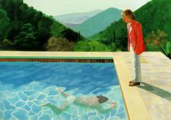 mrscaravaggio:  David Hockney - Pool With Two Figures - 1971 Currently at the Metropolitan Museum, on loan from some “David Geffen” guy. 