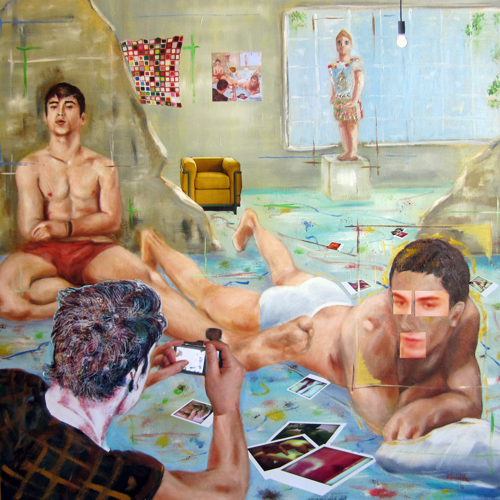 artqueer: Claudio Bindella: Boxes in the box, 2011, oil on canvas and mixed media,