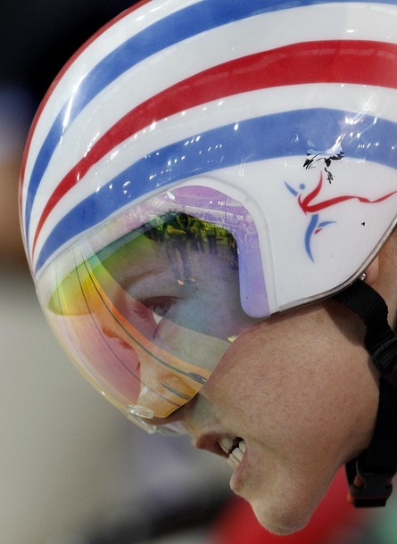 womenandsports:  Team Britain cyclist Jess Varnish reacts at the start of the Women’s Team Sprint Qu