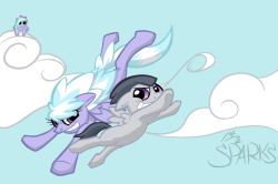 sturmpony:  Rumble and Cloudchaser by ~Elslowmo