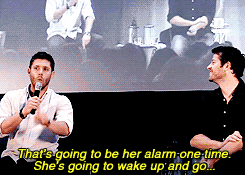 Fan asks Misha and Jensen for personalized alarm clock [x]Misha: So you want something to wake up to, to start your day off in the right mood, right? 