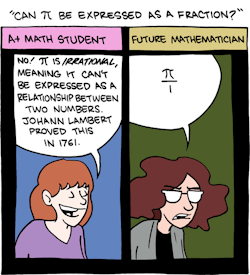 teaandtheatre:  raccoonswithlightsabers:  (via Saturday Morning Breakfast Cereal)  The sad part is, this is true. Often times, tough proofs fall apart when you throw something over 1 or throw in a fractional multiplication that reduces to 1.  umm&hellip;.