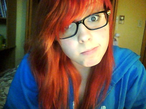 rosalieredhead:  So this is the massive effect the bleach had. I definitely need to strip my hair before I dye it. It is a little lighter.