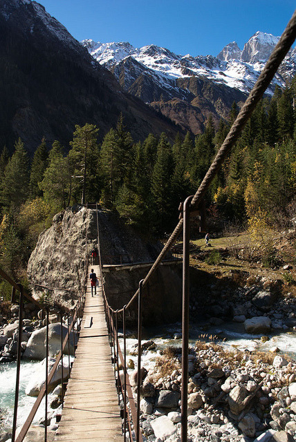 Crossing the river in Svaneti, Caucasus Mountains, Georgia (by cosh_to_jest).