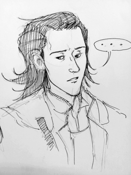 Finally succeeded in drawing a nonfugly Loki while at work.