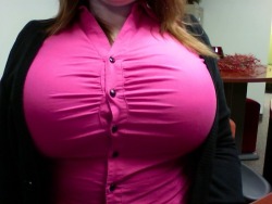 bigtittease:  Stretching the shirt to the max! love big tits in tight tops like this,mmmmm.