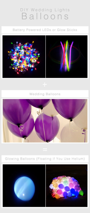 DIY Wedding Lighting Idea Using Balloons: Battery powered LEDs or glow sticks put inside of balloons