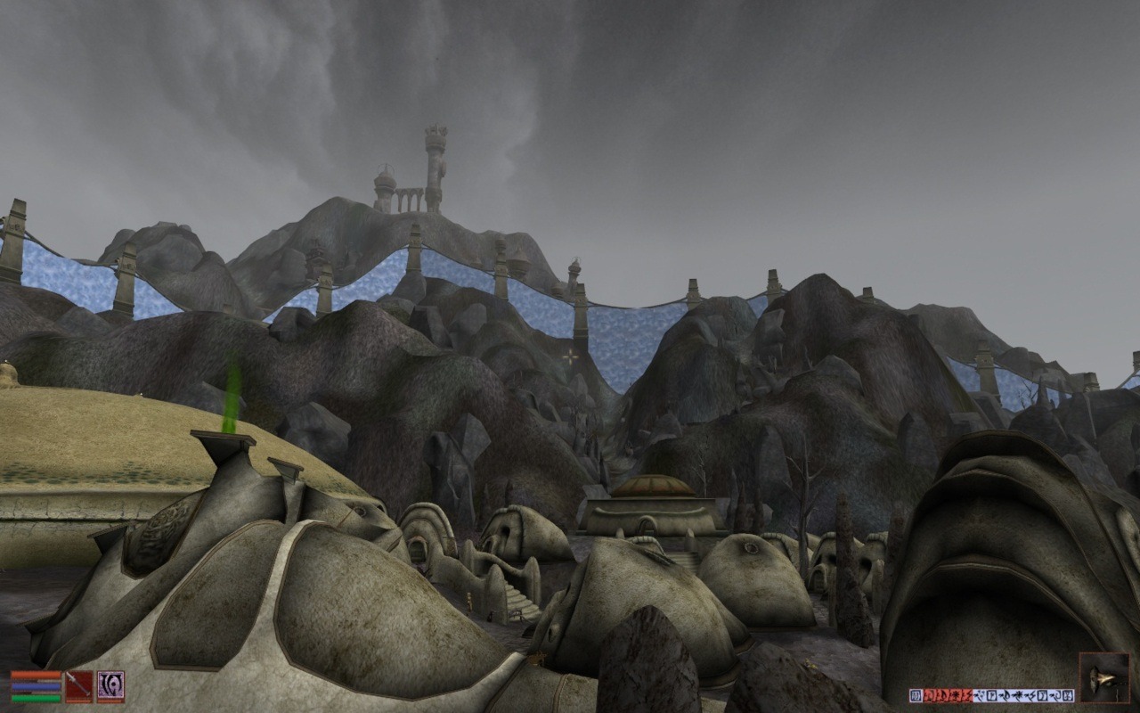 Nice view at Dagoth Ur* from Ald-ruhn (using the essential Darknut’s Greater Dwemer Ruins mod)