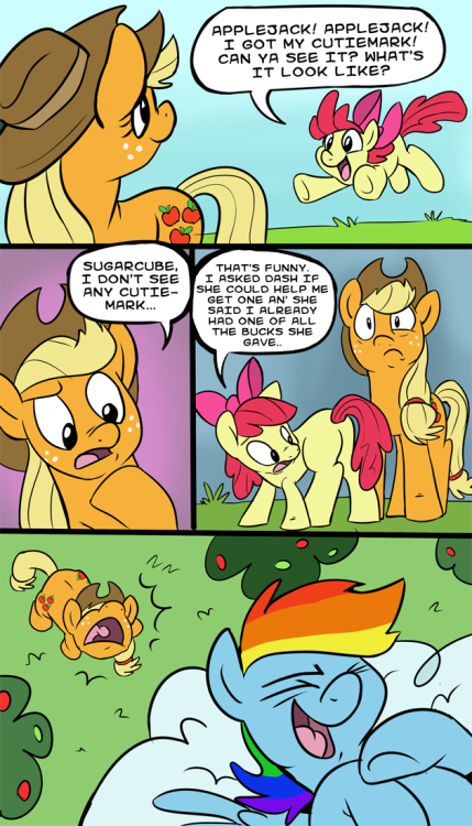 whatsup818:  Rainbow Dash! If Ah hear ya talkin to mah sister like that again Ah’ll wash yer mouth out wit soap so hard yew’ll fart bubbles! 