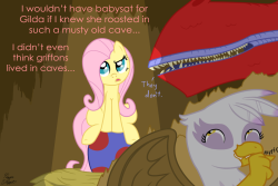 Another request I took from an Anon in the threads. They wanted Fluttershy simply sitting on an egg, but I stretched the concept out a bit. In this scene, Gilda has apparently tricked Fluttershy into eggsitting &lsquo;her&rsquo; egg, but it&rsquo;s actual