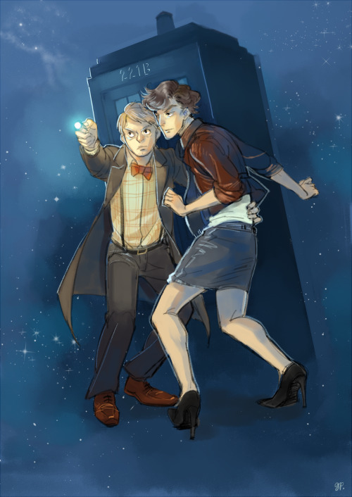 greenparcel:art trade with chatonblanc! :D who asked for..wholock….wait this makes perfect sense bec