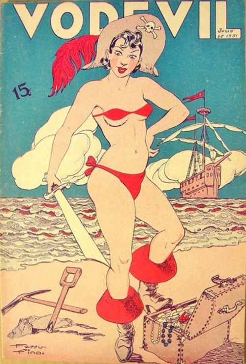 vitazur:  Vodevil Juillet 1951. Cover art by Ferru Fino. 