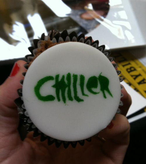 Custom CHILLER THEATRE cupcakes :Roasted hazelnut, Nutella and Frangelico cake with a fresh made ras
