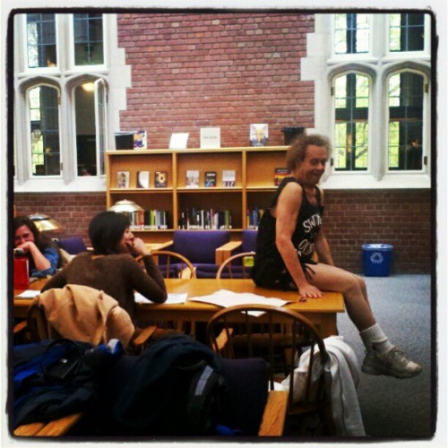 goesitso:  Richard Simmons raising a ruckus in the library (Taken with instagram)  He rubbed his nos
