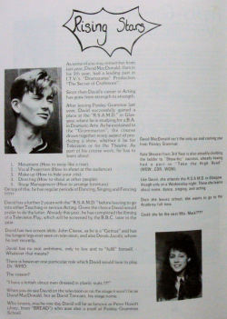 mostly10:  tardisingallifrey:   “There is, however, one particular role which David would love to play: Doctor Who.”  This was published in 1988 in the Paisley Grammar School magazine (David’s school). (x)  “I HAVE A FETISH ABOUT MEN DRESSED IN