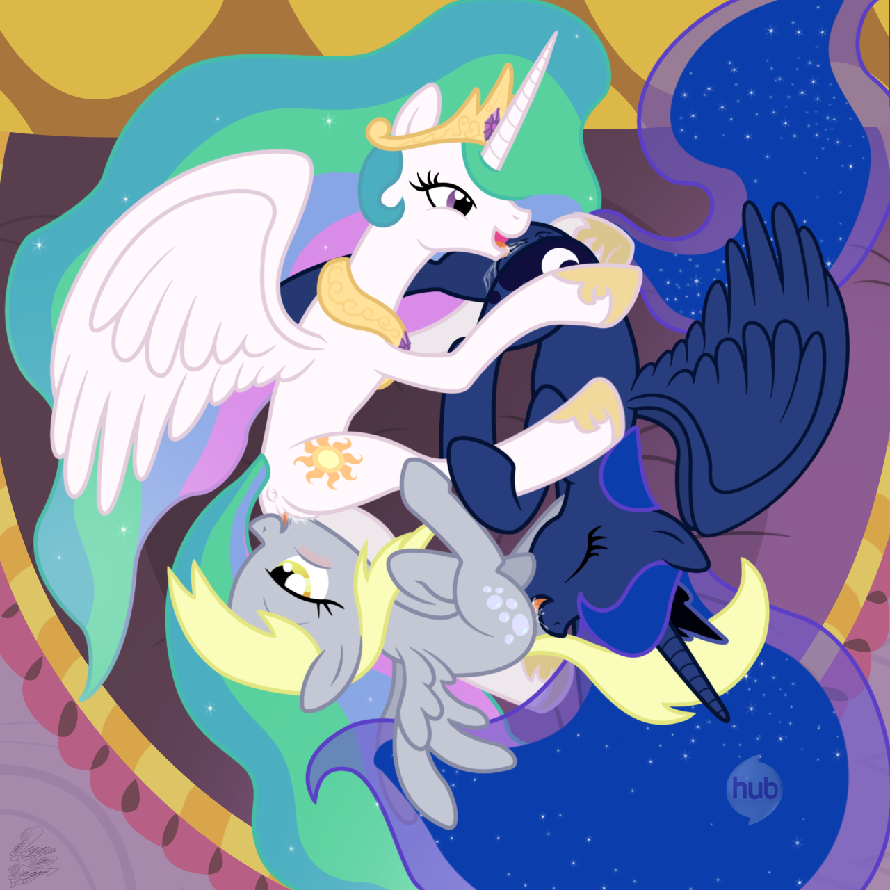 Another commission piece! I was asked to take the three most regal pones in Equestria