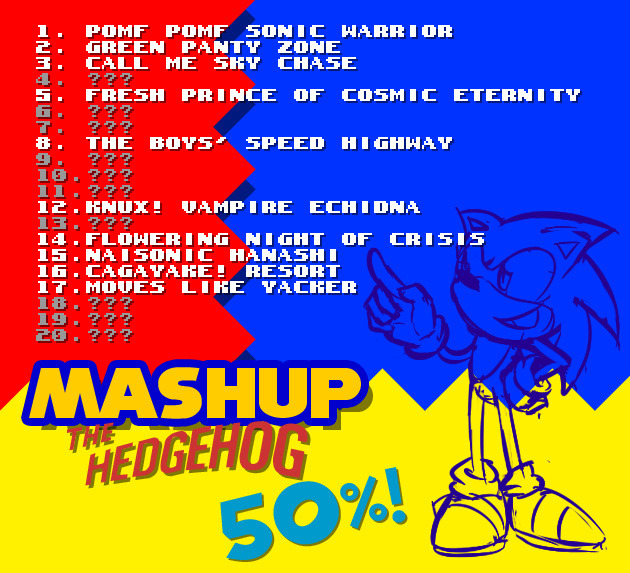 We’re halfway through Mashup the Hedgehog! That’s ten whole songs so far, totaling 35:08!
You’d better brace yourself, cause the other half of the album is gonna be even more ambitious.
Check out the existing tracks here! (my personal favorite so far...