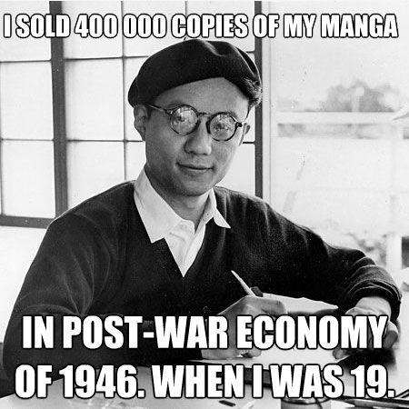 adriofthedead:  noxi:  tezukaspanels:  Osamu Tezuka as a meme? That’s right, Internet.