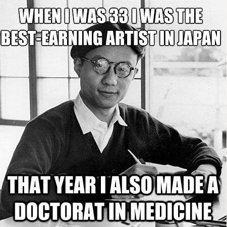 adriofthedead:  noxi:  tezukaspanels:  Osamu Tezuka as a meme? That’s right, Internet.