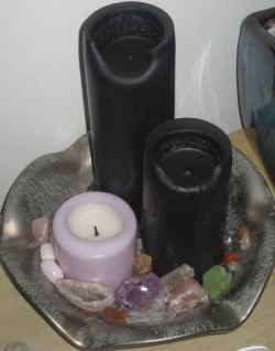 Vulpic:  Crystal-Consciousness:  Moved My Pillar Candles To My Nightstand And Added