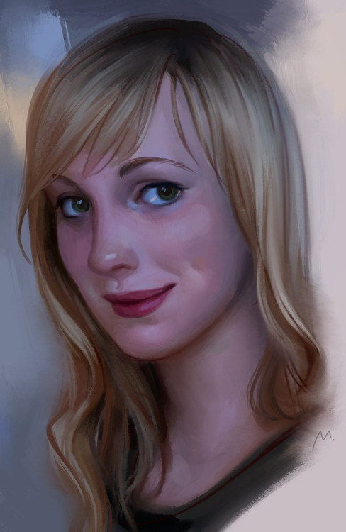 ren-ne-rei:  Quick portrait, from life  when I get somebody to sit for me I tend to get nervous as hell and rush terribly… that’s why I usually stick to self-portraits :’ I Like how the colors turned out, though 