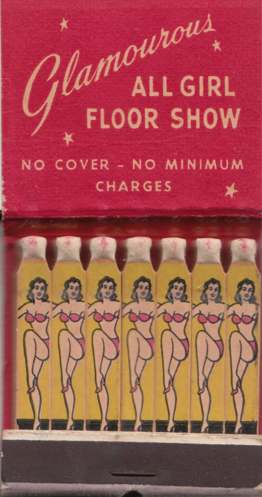 *  Glamourous  *  ALL GIRL FLOOR SHOW  * Vintage Burlesque nightclub matchbook
