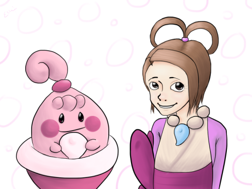 I was going to do Jigglypuff until someone pointed out that Happiny has a topknot. Then it was meant