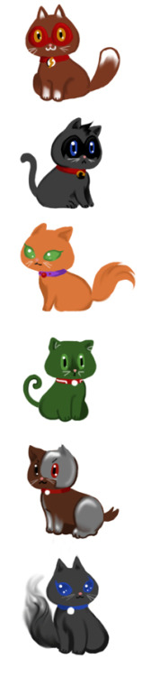 cobyfrog:Here are some of the Superhero kitties I was doing.Here we got Impulse!Kitty, Robin!Kitty, 