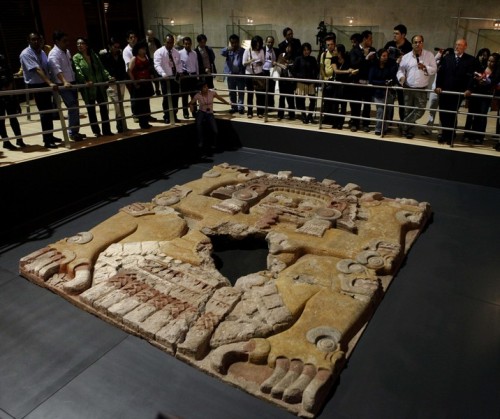 4-meter (13-foot) long carving of Tlaltecuhtli, the Aztec earth goddess, 1502 approx., Templo Mayor,