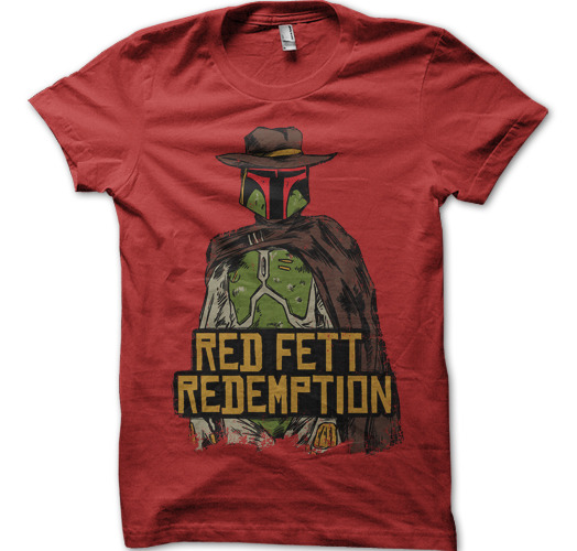 adamworks:  The design Red Fett Redemption is now here: http://society6.com/MeleeNinja/Red-Fett-Redemption_T-shirt#11=49&amp;4=76