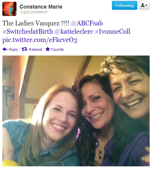 @goconstance: The Ladies Vasquez !!!! @ABCFsab #SwitchedatBirth @katieleclerc #IvonneColl http://t.co/eFkcveO3