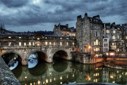 bluepueblo:  Dusk, Pulteney Bridge, Bath,