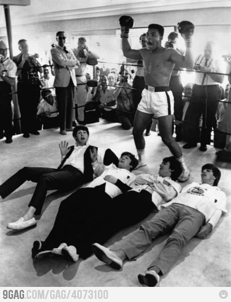 9gag:  Just Muhammad Ali kicking The Beatles asses :) 