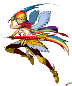 fillydelphia:  poobuttface:  see i like rpg kinds of things so i wanted to draw rainbow dash as some form of an rpg character and she would be p much badass as a swordsman who dual wields i might do the other ponies too, most likely in collaboration with